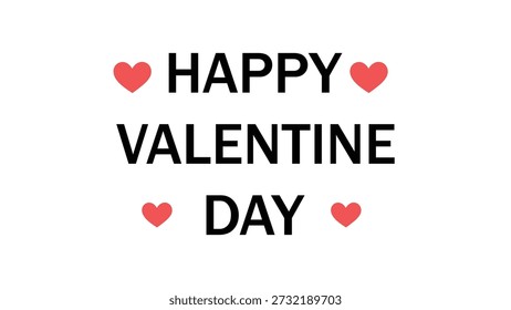 Bold Valentine’s Day Typography with Red Heart Icons – Festive Greeting Design for Romantic Celebrations