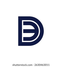 Bold DE Monogram Logo Design in Navy Blue