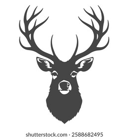 A bold deer head silhouette with grand antlers, symbolizing strength and nobility