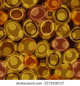 Bold Desert Inspired Seamless Vector Pattern with Yellow, Brown and Red Circles on Dark Background