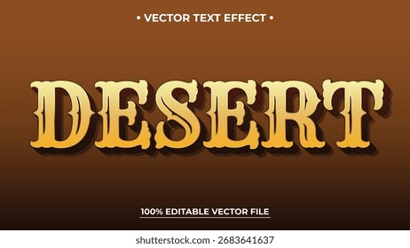 Atrevido efecto de texto del desierto en oro con fondo marrón y sombra