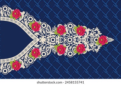 Bold Design Art Digital Textile Design for Shirts and Dupatta Colorful Flowers and Ornaments Designs Shirt Design with Elegant Colors