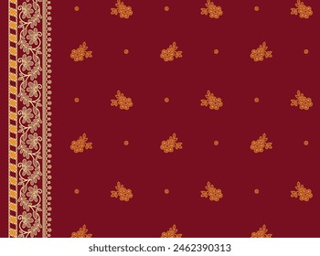 Bold Design Art Digital Textile Design for Shirts and Dupatta Colorful Flowers and Ornaments Designs Shirt Design with Elegant Colors