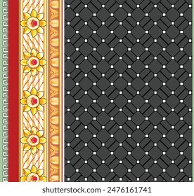 Bold Design Art Digital Textile Design for Shirts and Dupatta Colorful Flowers and Ornaments Designs Shirt Design with Elegant Colors