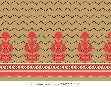 Bold Design Art Digital Textile Design for Shirts and Dupatta Colorful Flowers and Ornaments Designs Shirt Design with Elegant Colors