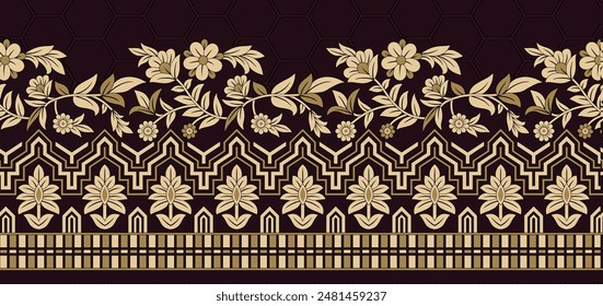 Bold Design Art Digital Textile Design for Shirts and Dupatta Colorful Flowers and Ornaments Designs Shirt Design with Elegant Colors