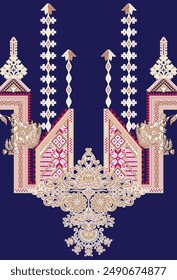 Bold Design Art Digital Textile Design for Shirts and Dupatta Colorful Flowers and Ornaments Designs Shirt Design with Elegant Colors