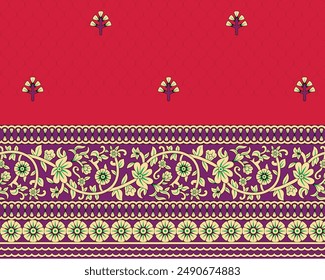 Arte de diseño audaz Diseño textil digital para camisas y Dupatta Colorido Flores y ornamentos Diseños Diseño de camisetas con Colores elegantes