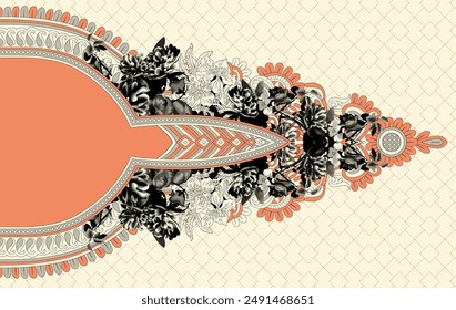 Bold Design Art Digital Textile Design für Shirts und Dupatta Bunte Blumen und Ornamente Designs Shirt Design mit eleganten Farben