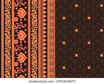 Diseño audaz, diseño textil digital para camisas y Dupatta y ornamentos Diseños Diseño de camisetas con Colores elegantes