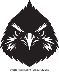 A bold and detailed vector illustration of an ruby-throated head, showcasing sharp features and fierce expression. This striking black and white design captures the strength and majesty of the ruby-throated, perfect for logos, branding, sports teams, and wildlife-related projects. Fully scalable and easy to customize for various creative uses.