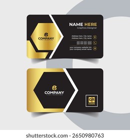 Design de cartão de visita preto e dourado diagonal negrito para marca exclusiva