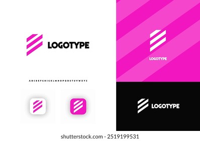 Rayas diagonales en negrita que crean Formas geométricas Letra E Logo para tecnología, finanzas, banca, criptomoneda, marca corporativa, arquitectura, construcción, bienes raíces. Ilustración vectorial