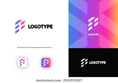 Bold diagonal stripes creating geometric shapes letter P logo for technology, finance, banking, cryptocurrency, corporate branding, architecture, construction, real estate. Vector illustration