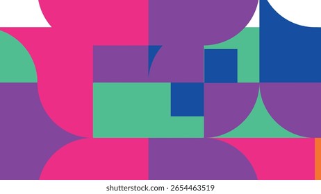 Bold digital design with orange and blue geometric blocks and curves for energetic and playful branding or UI needs.