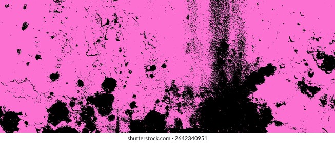 In a bold display of color and texture, vibrant pink backgrounds contrast with striking black splatters, creating an abstract expression of artistic freedom.