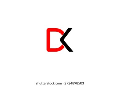 Design de logotipo negrito DK com iniciais elegantes, simetria abstrata e composição de marca minimalista moderna
