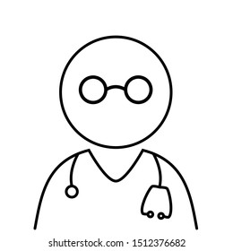 Bold doctor vector illustration with stethoscope in black and white.
