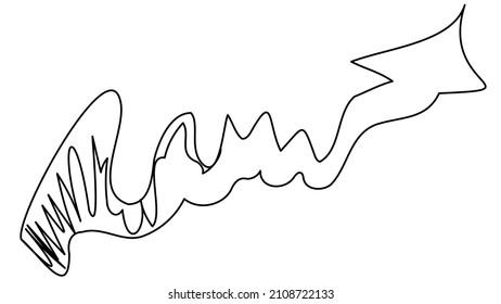 Bold doodle arrow with one line rising up on a white background. Simple business notes on a white background in vector format. Expected earnings growth.