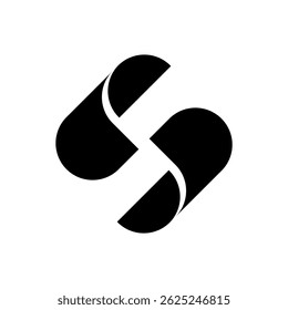Letra em negrito curvada dupla S em cor preta. Vetor de logotipo de conceito de emblema
