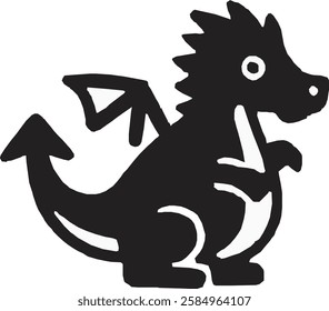 A bold Dragon icon in solid black on a clean white background. Strong and majestic, symbolizing power, wisdom, and myth, with a sleek, modern, and minimalistic design.