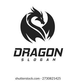 A bold dragon silhouette logo symbolizing power, strength and dominance, suitable for branding, esports teams and modern corporate identity.