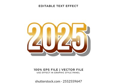 A bold and dynamic 3D vector text effect celebrating New Year 2025 with vibrant, eye catching colors