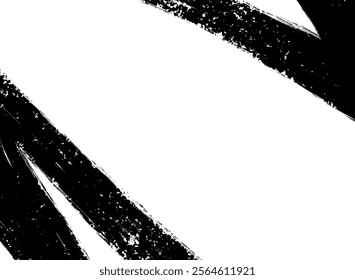 Bold and dynamic abstract black and white background with an empty space in the middle. A pattern with thick, expressive brush strokes and rough paint texture.