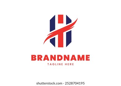 Bold dynamic abstract brand logo with modern H initials in blue and red colors