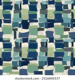 A bold and dynamic abstract pattern of overlapping brushstrokes in cool blue and green hues. Perfect for modern interior design, textiles, and creative projects that seek a vibrant, artistic touch