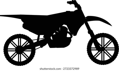 Una Ilustración vectorial de silueta negra audaz y dinámica de una moto de tierra moderna o motocicleta de motocross. El diseño captura la ingeniería robusta y el espíritu de alta energía de las carreras todoterreno extremas, con neumáticos nudosos, un bastidor de vehículo industrial y un perfil de piloto atlético. Este gráfico profesional está diseñado para el mercado de los deportes de acción, lo que lo convierte en una excelente opción para los logotipos de los equipos de carreras, la señalización de los espectáculos automáticos y la ropa personalizada para los entusiastas de los deportes de motor. La iluminación se presenta como una estética limpia y plana con líneas negras de alto contraste sobre un fondo blanco, lo que garantiza el reconocimiento inmediato como un símbolo de poder y aventura. La textura se define por trayectorias de Vector perfectamente suaves y bucles cerrados por expertos, lo que hace que este archivo EPS de alta calidad sea ideal para aplicaciones de precisión como el corte de vinilo para cascos, serigrafía para camisetas y pegatinas personalizadas para equipos tácticos. Conceptualmente, la Imagen representa la velocidad, la libertad y la habilidad técnica requerida para la competencia fuera de carretera. Proporciona una imagen profesional e impactante para los medios digitales y físicos relacionados con el mundo de las carreras de motocicletas y la aventura al aire libre, capturando la energía de los deportes de motor metropolitanos en entornos urbanos de alta densidad, asegurando que el símbolo universal para el motocross se comunique de manera efectiva en todas las plataformas de diseño.