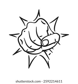 A bold and dynamic line art illustration of a clenched fist in a punching pose. Perfect for designs related to strength, resistance, sports, or motivation.