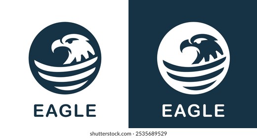 A bold eagle logo design featuring a majestic bird of prey in a sleek, modern style