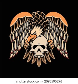 diseño vectorial de ilustración de tatuaje de águila audaz