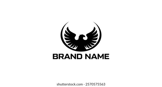 Bold Eagle wtih opened Wings black silhouette style logo