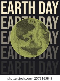 Bold Earth Day Poster with Stylized Stipple effect Planet Illustration