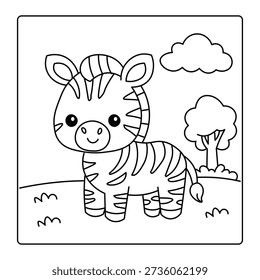 Bold and Easy Animal Coloring Page for Kids – Zebra