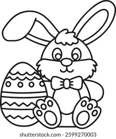 Bold and easy cute easter coloring pages. Spring-themed Easter bunny and eggs coloring page. Bold, easy, and perfect for young artists!