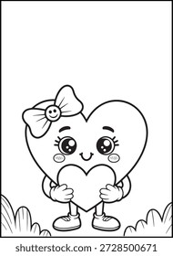 Dibujos para colorear para niños | Dibujos para colorear para colorear para el día de San Valentín con Formas simples y contornos gruesos, perfectos para niños pequeños, preescolares y principiantes.