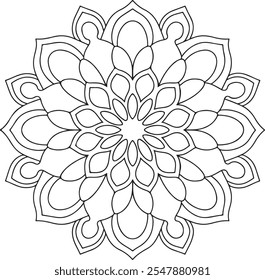 Bold and Easy Mandala Coloring Book Pages, children, book, mandala, page, drawing, art, illustration, white, black, cute, flower, line, pattern, vector, ornament, christmas, snow, winter