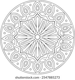 Bold and Easy Mandala Coloring Book Pages, line art, Black and White, Art, book, coloring, floral, children, draw, mandala, tattoo, illustration, vector, flower