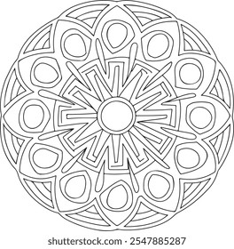 Bold and Easy Mandala Coloring Book Pages, line art, Black and White, Art, book, coloring, floral, children, draw, mandala, tattoo, illustration, vector, flower