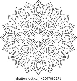 Bold and Easy Mandala Coloring Book Pages, line art, Black and White, Art, book, coloring, floral, children, draw, mandala, tattoo, illustration, vector, flower