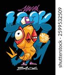 A bold and edgy graffiti-style vector artwork featuring a streetwear-inspired character. The hand-drawn details, vibrant color palette, and modern urban aesthetic make it perfect for T-shirt designs