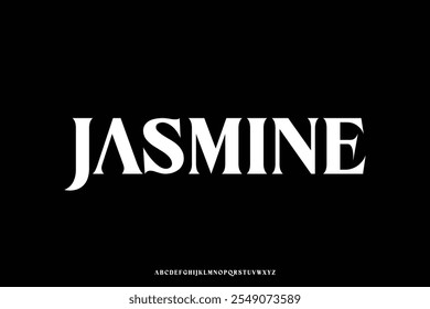 Ilustración vectorial de fuente de visualización de alfabeto serif de jazmín elegante y elegante