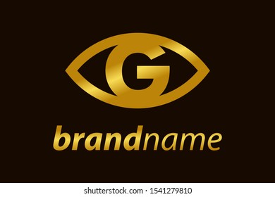 bold and elegant illustration golden eye font G