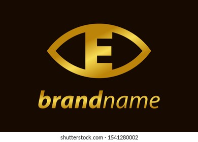 bold and elegant illustration golden eye font E
