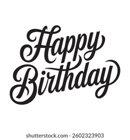 A bold and elegant script typography design of the words "Happy Birthday." Perfect for birthday cards, invitations, social media posts, or merchandise.