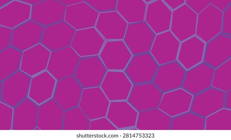 A bold and energetic abstract illustration featuring a dense interconnected honeycomb grid in shades of purple and blue. This geometric artwork provides a high-contrast modern visual texture suitable for tech-focused designs digital interfaces or creative backgrounds.