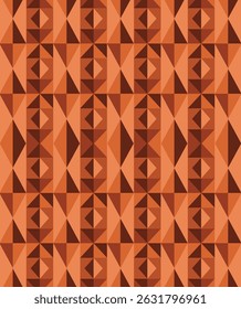 Bold ethnic geometric pattern in terracotta and warm earth tones. Great for textiles, packaging, or boho-style backgrounds.